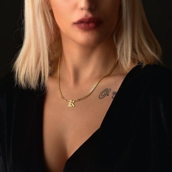 personalized initial pendant necklace for women gold plated stainless steel jewelry custom old englesh choker mma gift chains, Silver
personalized initial pendant necklace for women gold plated stainless steel jewelry custom old englesh choker mma gift chains, Silver