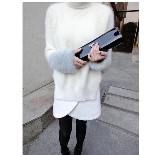 women's sweaters lapel side split knit sweater oversized rib pullover fashion double sleeve loose, White;black
women's sweaters lapel side split knit sweater oversized rib pullover fashion double sleeve loose, White;black