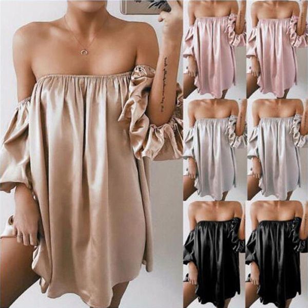 women dress womens casual summer off shoulder lantern sleeve bandage draped slash neck evening party dresses, Black;gray
women dress womens casual summer off shoulder lantern sleeve bandage draped slash neck evening party dresses, Black;gray
