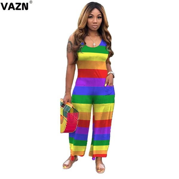 women's jumpsuits & rompers vazn beach style 2021 summer lady colorful striped long jumpsuit sleeveless o-neck straigh pants fashion, Black;white
women's jumpsuits & rompers vazn beach style 2021 summer lady colorful striped long jumpsuit sleeveless o-neck straigh pants fashion, Black;white