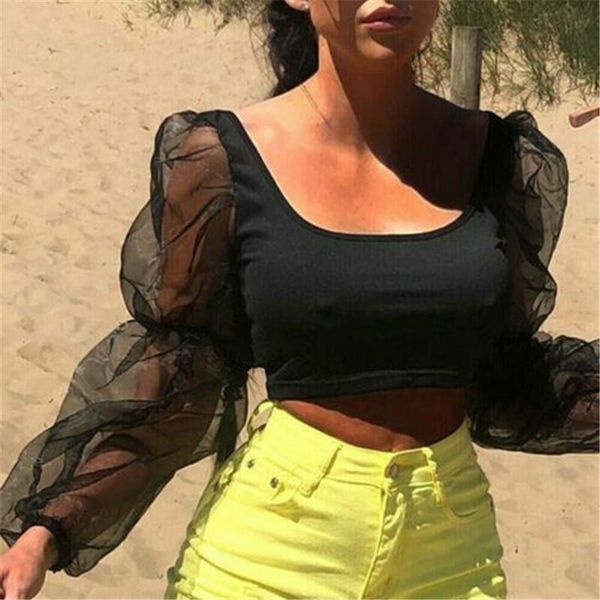 mesh see through perspective women t shirt lantern long sleeve crop v neck summer backless slim deep square solid, White
mesh see through perspective women t shirt lantern long sleeve crop v neck summer backless slim deep square solid, White