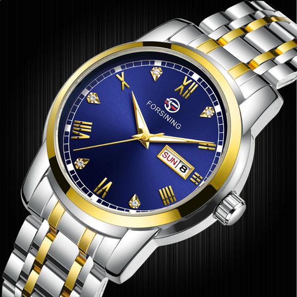 wristwatches forsining mens business watch with auto day date calendar male clock mechanical royal blue dial luminous pointers, Slivery;brown
wristwatches forsining mens business watch with auto day date calendar male clock mechanical royal blue dial luminous pointers, Slivery;brown