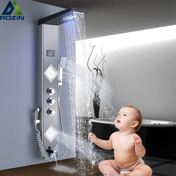 light waterfall rain shower panel bath faucet column system 3 handles 6-function mixers with bidet sprayer bathroom sets
light waterfall rain shower panel bath faucet column system 3 handles 6-function mixers with bidet sprayer bathroom sets