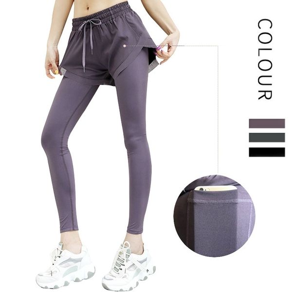 new lulu yoga pants fake two high waist naked speed dry tight sports fitness pants women's yoga clothes, Gray
new lulu yoga pants fake two high waist naked speed dry tight sports fitness pants women's yoga clothes, Gray