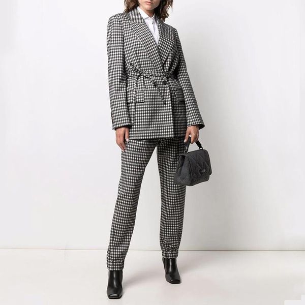 women's two piece pants plaid retro suit 2021 autumn and winter european american style fashion ladies casual lace two-piece, White
women's two piece pants plaid retro suit 2021 autumn and winter european american style fashion ladies casual lace two-piece, White