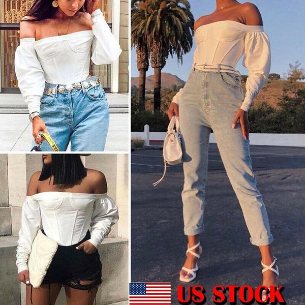 fashion women off shoulder puff sleeve ruffle peplum autumn loose strapless casual solid color shirts blouse women's blouses &, White
fashion women off shoulder puff sleeve ruffle peplum autumn loose strapless casual solid color shirts blouse women's blouses &, White