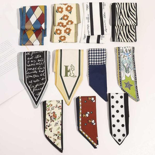 scarves 2021 satin diy print small scarf women riband handle bags narrow long wrist ribbon fashion hair band & wraps, Blue;gray
scarves 2021 satin diy print small scarf women riband handle bags narrow long wrist ribbon fashion hair band & wraps, Blue;gray