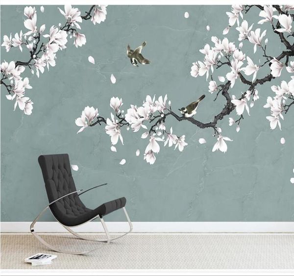 large custom home decoration wallpaper mural white magnolia hand-painted flowers and birds chinese background wall wallpapers
large custom home decoration wallpaper mural white magnolia hand-painted flowers and birds chinese background wall wallpapers