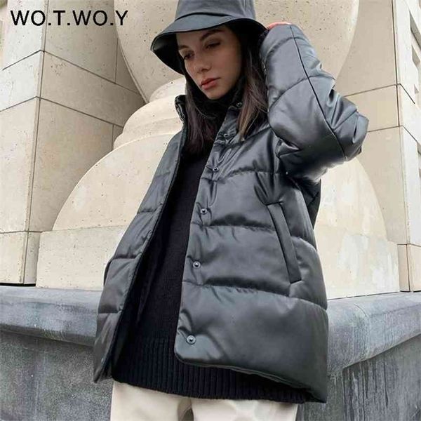 wotwoy cotton liner winter leather jacket women casual thickening padded parkas loose warm black coats female windbreaker 210819
wotwoy cotton liner winter leather jacket women casual thickening padded parkas loose warm black coats female windbreaker 210819