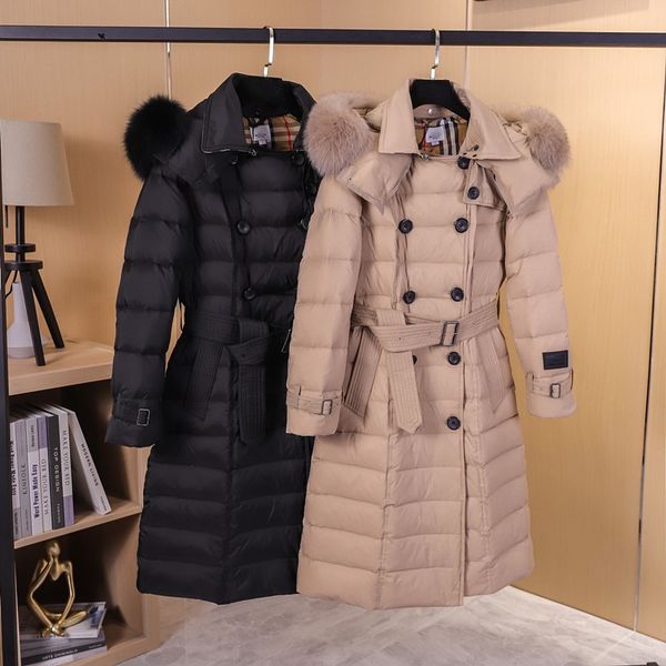 double breasted british style high-end foreign trade fox fur collar trench coat hooded slim slimming temperament womens down jacket, Black
double breasted british style high-end foreign trade fox fur collar trench coat hooded slim slimming temperament womens down jacket, Black