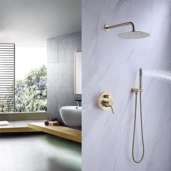 brass brushed gold bathroom shower set rianfall head faucet wall mounted arm mixer water sets
brass brushed gold bathroom shower set rianfall head faucet wall mounted arm mixer water sets