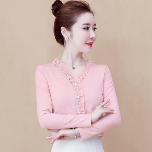 women's blouses & shirts 2021 spring and autumn fashion v-neck long-sleeved t-shirt slim ruffled solid color all-match bottoming shirt, White
women's blouses & shirts 2021 spring and autumn fashion v-neck long-sleeved t-shirt slim ruffled solid color all-match bottoming shirt, White