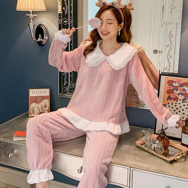 women's sleepwear coral velvet pajamas autumn and winter thickened warm princess style flannel 2021 homewear pink suit, Black;red
women's sleepwear coral velvet pajamas autumn and winter thickened warm princess style flannel 2021 homewear pink suit, Black;red