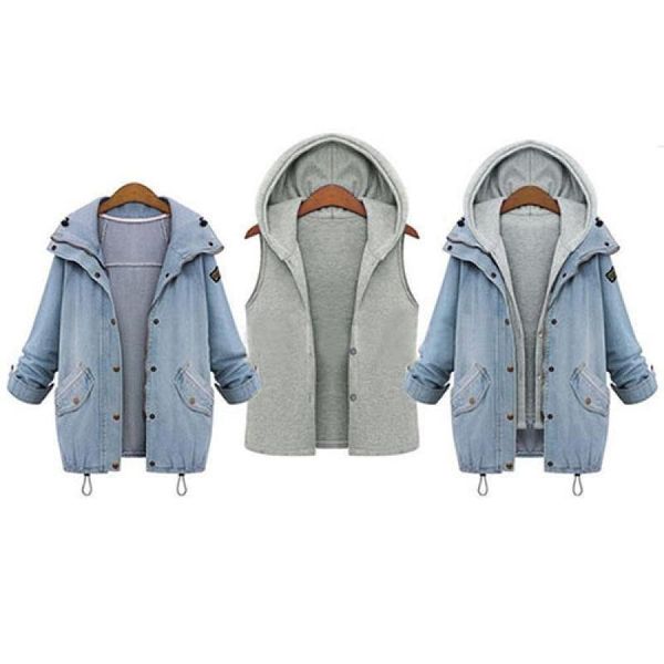 Women's Trench Coats Women Two Piece Denim Coat Casual Set Patchwork Vintage Jacket Hooded Vest Oversized Outwear, Tan;black
Women's Trench Coats Women Two Piece Denim Coat Casual Set Patchwork Vintage Jacket Hooded Vest Oversized Outwear, Tan;black