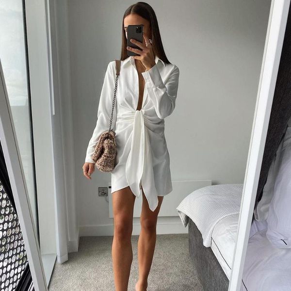 casual dresses 2021 autumn women's dress solid long-sleeved mini female lace-up lapel white street wear women clothes, Black;gray
casual dresses 2021 autumn women's dress solid long-sleeved mini female lace-up lapel white street wear women clothes, Black;gray