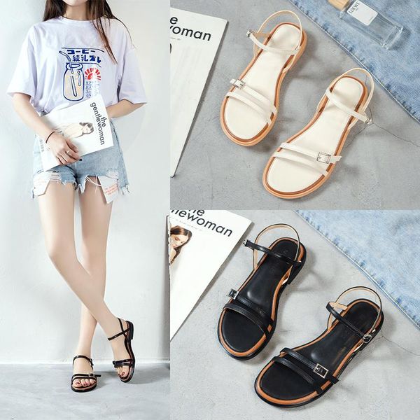 sandals roman flat summer shoes woman buckle strap shallow mouth suit female beige clear all-match heels, Black
sandals roman flat summer shoes woman buckle strap shallow mouth suit female beige clear all-match heels, Black