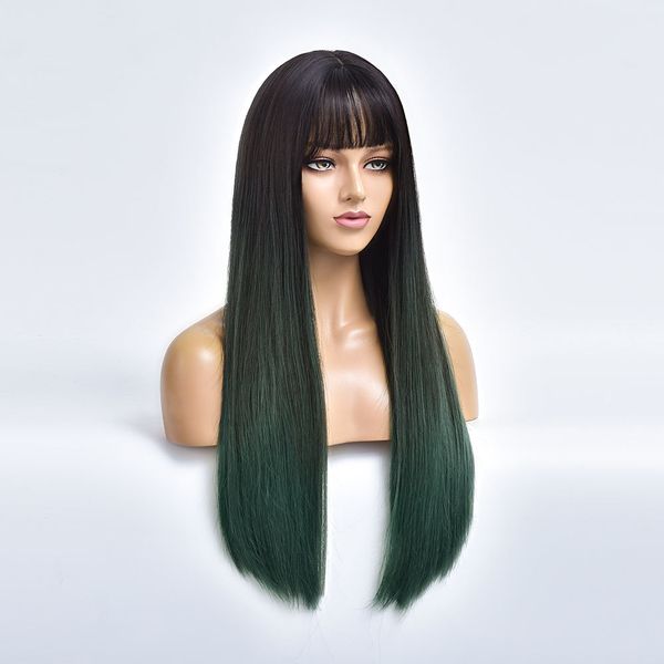 costume accessories green long straight ombre hair synthetic wig for white women with bangs heat resistant nutural fiber female cosplay part, Silver
costume accessories green long straight ombre hair synthetic wig for white women with bangs heat resistant nutural fiber female cosplay part, Silver