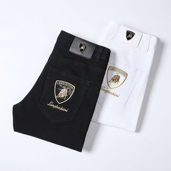 summer tid0 brand year of the ox embroidery black and white denim pants men's fashion elastic slim young people with small feet, Blue
summer tid0 brand year of the ox embroidery black and white denim pants men's fashion elastic slim young people with small feet, Blue