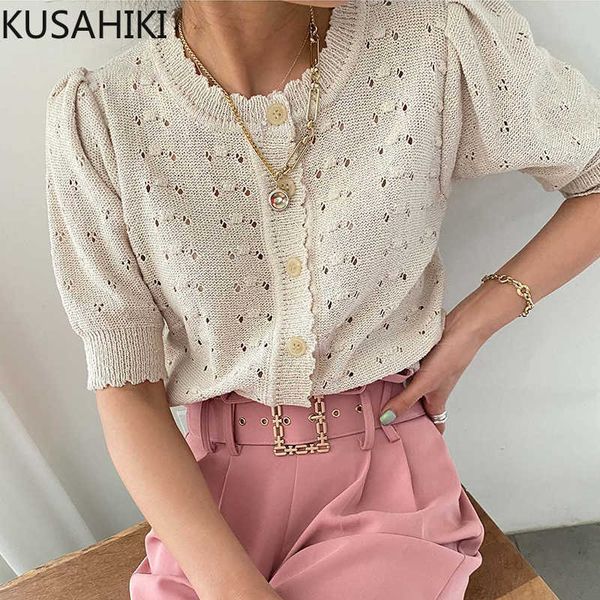 kusahiki korean chic thin hollow-out knitted cardigan women puff sleeve o-neck knitwear summer knitting 6j678 210602, White
kusahiki korean chic thin hollow-out knitted cardigan women puff sleeve o-neck knitwear summer knitting 6j678 210602, White