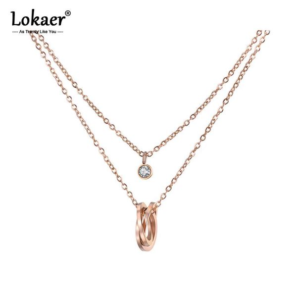pendant necklaces lokaer 2 layers stainless steel necklace twist laps & cz crystal rose gold color chain fashion gift n18282, Silver
pendant necklaces lokaer 2 layers stainless steel necklace twist laps & cz crystal rose gold color chain fashion gift n18282, Silver