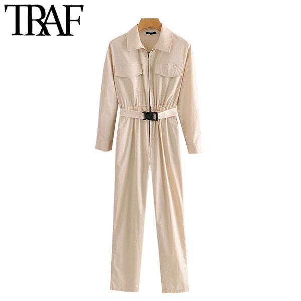 traf women fashion with belt side pockets jumpsuits vintage long sleeve elastic waist female playsuits mujer 210415, Black;white
traf women fashion with belt side pockets jumpsuits vintage long sleeve elastic waist female playsuits mujer 210415, Black;white