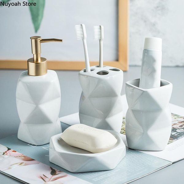 bathroom supplies wash four-piece high-end ceramic mouthwash cup lotion bottle toothbrush holder soap dish/bathroom decoration bath accessor
bathroom supplies wash four-piece high-end ceramic mouthwash cup lotion bottle toothbrush holder soap dish/bathroom decoration bath accessor