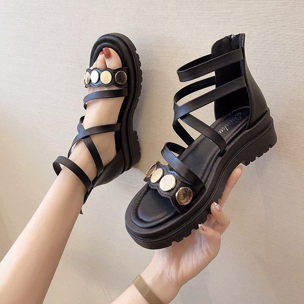 sandals women summer fashion women's 2021 metal decorative platform shoes thin belt zipper open toe, Black
sandals women summer fashion women's 2021 metal decorative platform shoes thin belt zipper open toe, Black