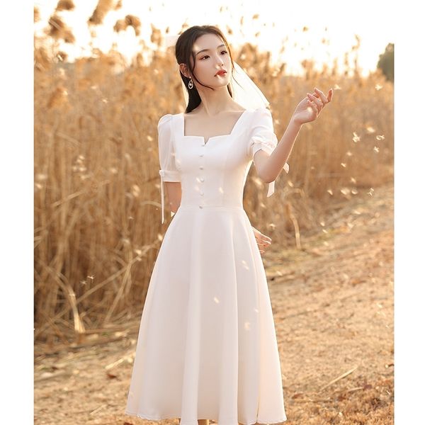 white french license registration small white evening fairy sweet dress can be worn at ordinary times, White;black
white french license registration small white evening fairy sweet dress can be worn at ordinary times, White;black