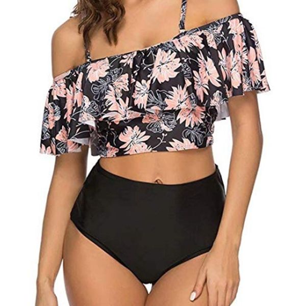 factoryttoi shoulder 2019 new women's digital printed one split high waist swimsuit bikini, White;black
factoryttoi shoulder 2019 new women's digital printed one split high waist swimsuit bikini, White;black