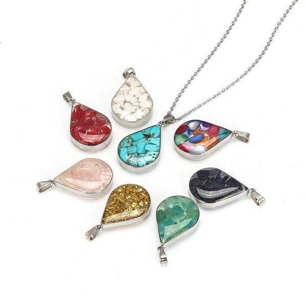 pendant necklaces gravel stone beads teardrop shape necklace pink quartz white crystal lapis lazuli tiger eye opal collar women jewelry, Silver
pendant necklaces gravel stone beads teardrop shape necklace pink quartz white crystal lapis lazuli tiger eye opal collar women jewelry, Silver