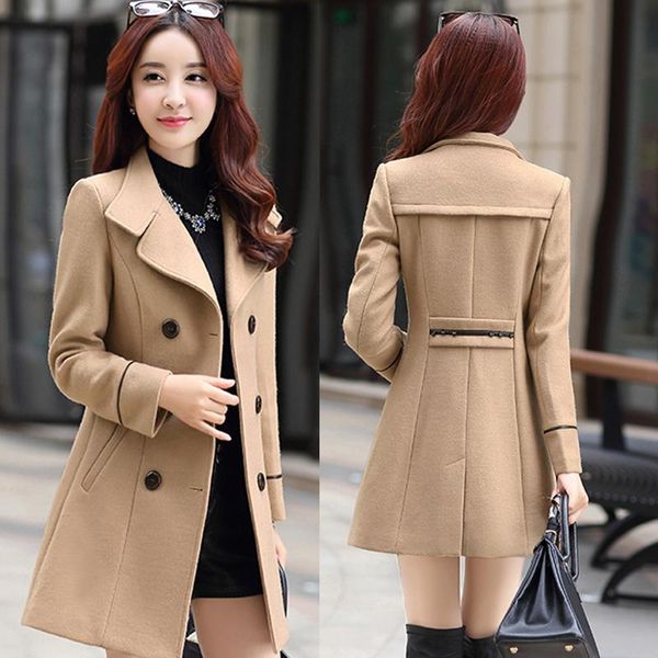 women's trench coats 2021 women blends woolens overcoat female coat autumn winter jackets plus size wool long, Tan;black
women's trench coats 2021 women blends woolens overcoat female coat autumn winter jackets plus size wool long, Tan;black