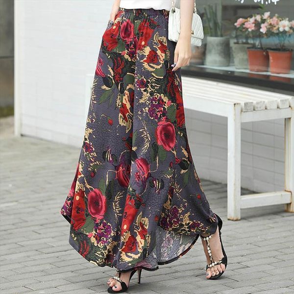 floral print long wide leg women pants casual loose skirt high waist plus size female trousers with pockets, Black;white
floral print long wide leg women pants casual loose skirt high waist plus size female trousers with pockets, Black;white