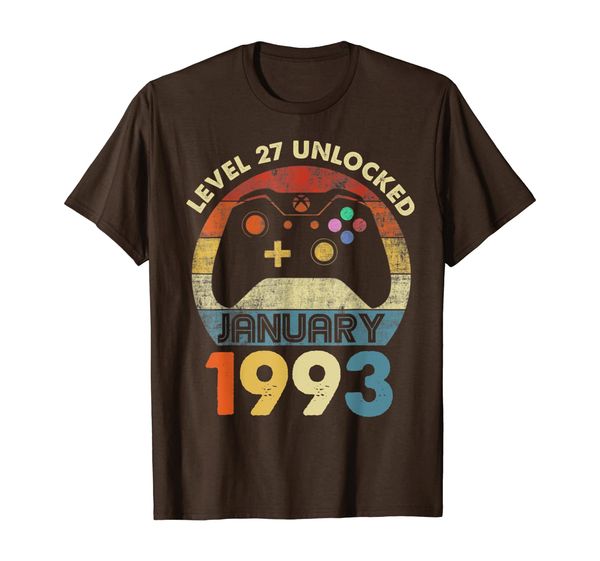 level 27 unlocked video game born in january 1993 gifts t-shirt, White;black
level 27 unlocked video game born in january 1993 gifts t-shirt, White;black