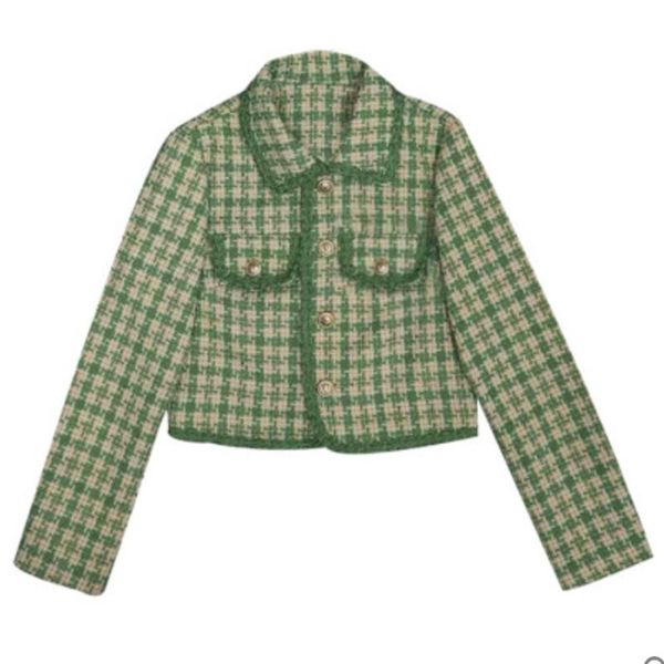 women's jackets spring autumn vintage green plaid tweed short jacket women lapel long sleeve small fragrance coat, Black;brown
women's jackets spring autumn vintage green plaid tweed short jacket women lapel long sleeve small fragrance coat, Black;brown