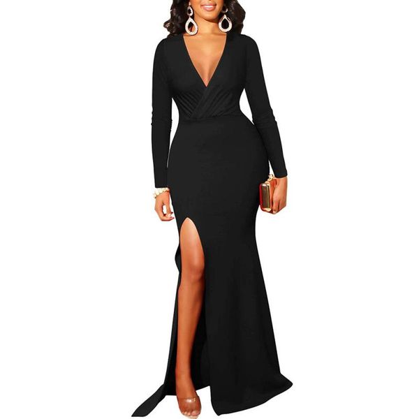 casual dresses 2021 fashion women long slim woman elegant v collar sleeve maxi split blue dress party vestidos, Black;gray
casual dresses 2021 fashion women long slim woman elegant v collar sleeve maxi split blue dress party vestidos, Black;gray
