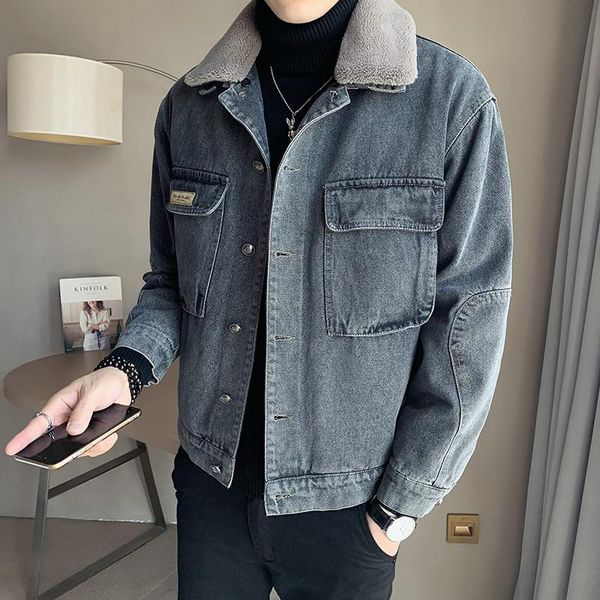 men's jackets winter denim jacket men fleece thick lamb wool turn-down collar outerwear coats mens casual warm coat streetwear, Black;brown
men's jackets winter denim jacket men fleece thick lamb wool turn-down collar outerwear coats mens casual warm coat streetwear, Black;brown