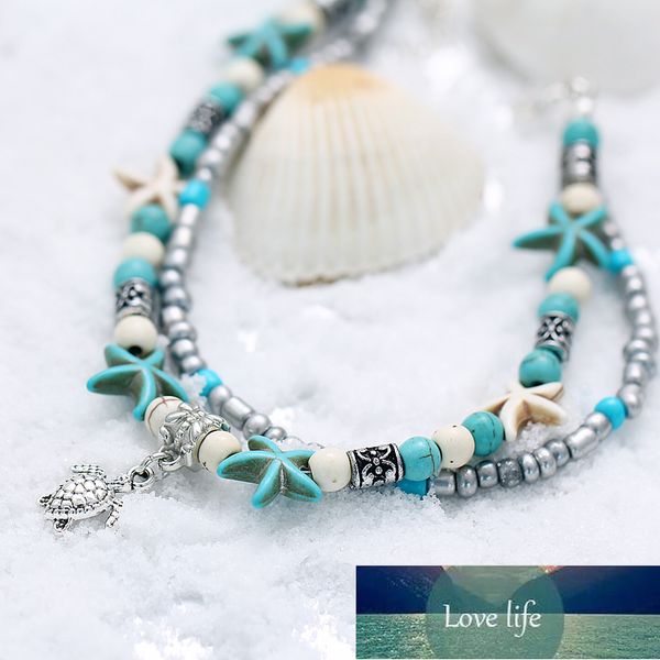 women bohemian multiple layers starfish turtle beads anklets beach jewelry foot chain bracelet  factory price expert design quality latest s, Red;blue
women bohemian multiple layers starfish turtle beads anklets beach jewelry foot chain bracelet  factory price expert design quality latest s, Red;blue