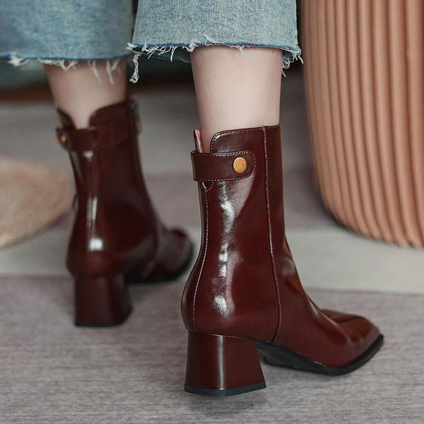 boots women's genuine leather thick high heel autumn mid-calf square toe elegant ladies retro half shoes women, Black
boots women's genuine leather thick high heel autumn mid-calf square toe elegant ladies retro half shoes women, Black