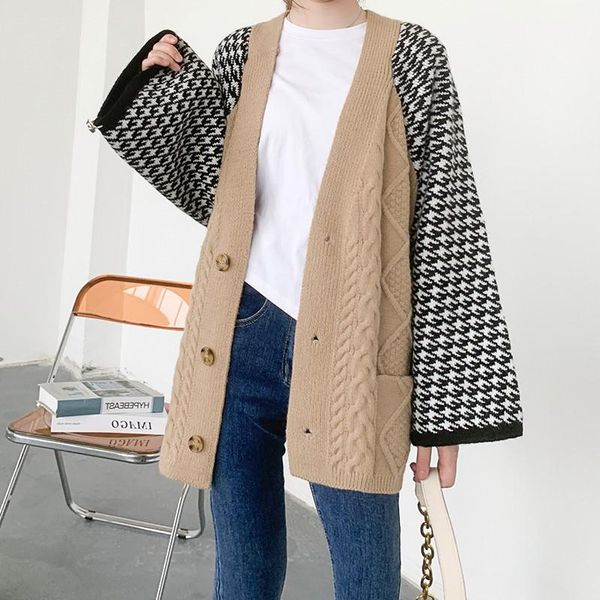 women's knits & tees european fashion women houndstooth sweater cardigans twist knitted cardigan female 2021 autumn chic loose coat, White
women's knits & tees european fashion women houndstooth sweater cardigans twist knitted cardigan female 2021 autumn chic loose coat, White