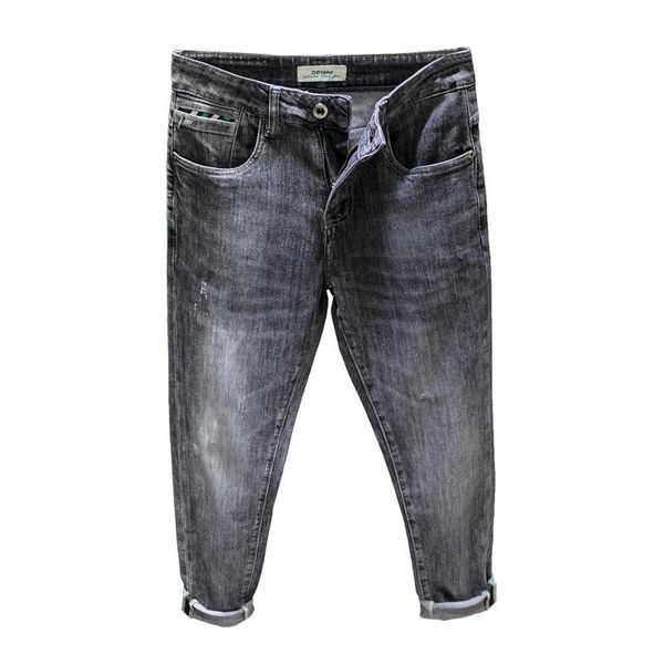 men's jeans black gray pocket embroidery stitching autumn and winter micro pants nine-point trend slim stretch, Blue
men's jeans black gray pocket embroidery stitching autumn and winter micro pants nine-point trend slim stretch, Blue