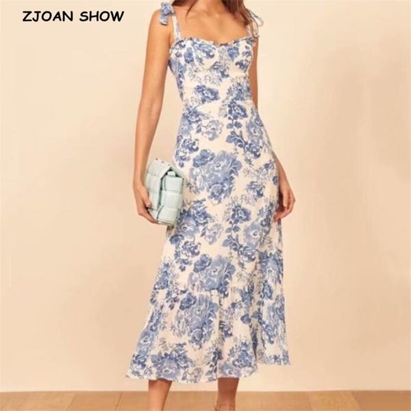 vintage french style blue white floral women dress tie bow strap sleeveless beach party female 210429, Black;gray
vintage french style blue white floral women dress tie bow strap sleeveless beach party female 210429, Black;gray