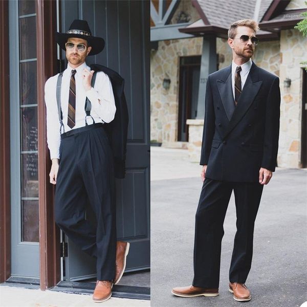 men's suits & blazers 2 pieces black men modern loose style custom made handsome wedding double breasted formal business coat+pant, White;black
men's suits & blazers 2 pieces black men modern loose style custom made handsome wedding double breasted formal business coat+pant, White;black