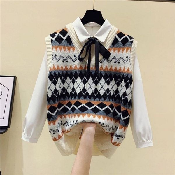 women's sweaters spring and autumn korean fashion diamond loose v-neck knitted sweater vest casual cotton xzdb, White;black
women's sweaters spring and autumn korean fashion diamond loose v-neck knitted sweater vest casual cotton xzdb, White;black