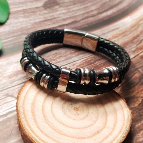 charm bracelets punk men jewelry braided leather bracelet handmade chain stainless steel clasp wristband fashion bangles male gifts, Golden;silver
charm bracelets punk men jewelry braided leather bracelet handmade chain stainless steel clasp wristband fashion bangles male gifts, Golden;silver