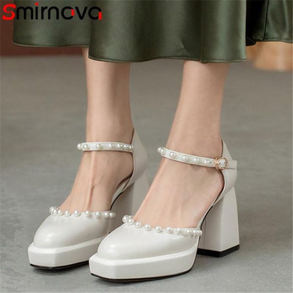 dress shoes smirnova 2021 arrive genuine leather pumps women pearl buckle vintage high heels platform party, Black
dress shoes smirnova 2021 arrive genuine leather pumps women pearl buckle vintage high heels platform party, Black