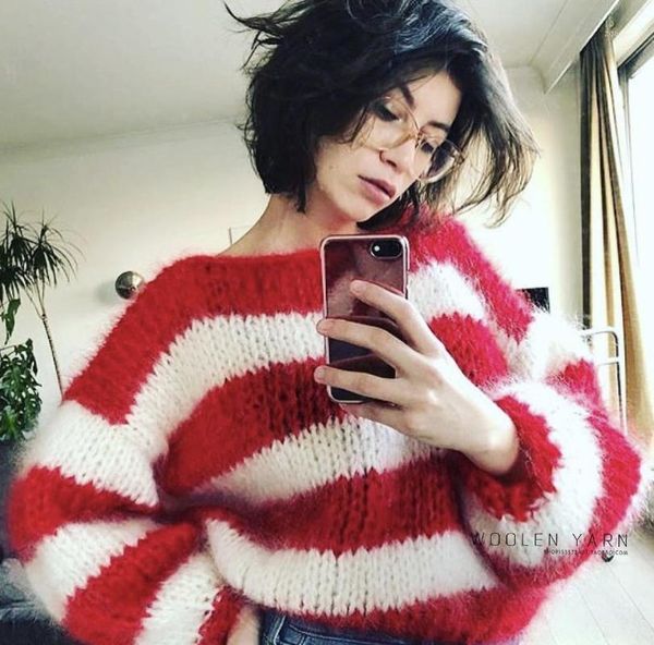 early spring europe and america lazy style handmade color matching two-color lantern sleeve sweater pullover women women's sweaters, White;black
early spring europe and america lazy style handmade color matching two-color lantern sleeve sweater pullover women women's sweaters, White;black