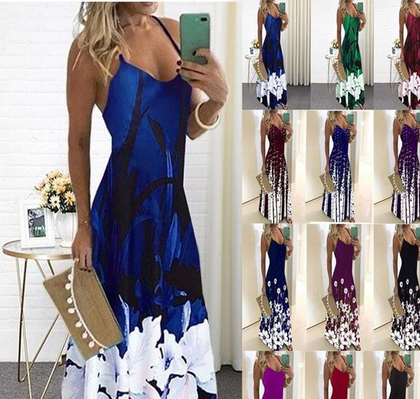 vintage floral womens dress print spaghetti strap v neck long dresses women summer beach party tunic plus size 5xl, Black;gray 
vintage floral womens dress print spaghetti strap v neck long dresses women summer beach party tunic plus size 5xl, Black;gray