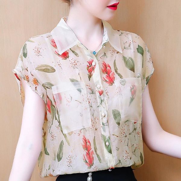 women's blouses & shirts blouse women 2021 short sleeve turn down collar print chiffon shirt blusas mujer d347, White
women's blouses & shirts blouse women 2021 short sleeve turn down collar print chiffon shirt blusas mujer d347, White