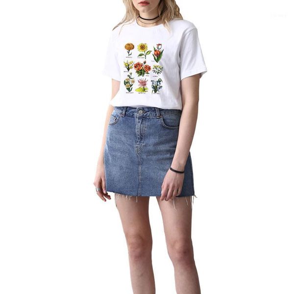 women's t-shirt fun floral print summer punk short sleeve tees casual plant pattern tshirt cute top, White
women's t-shirt fun floral print summer punk short sleeve tees casual plant pattern tshirt cute top, White