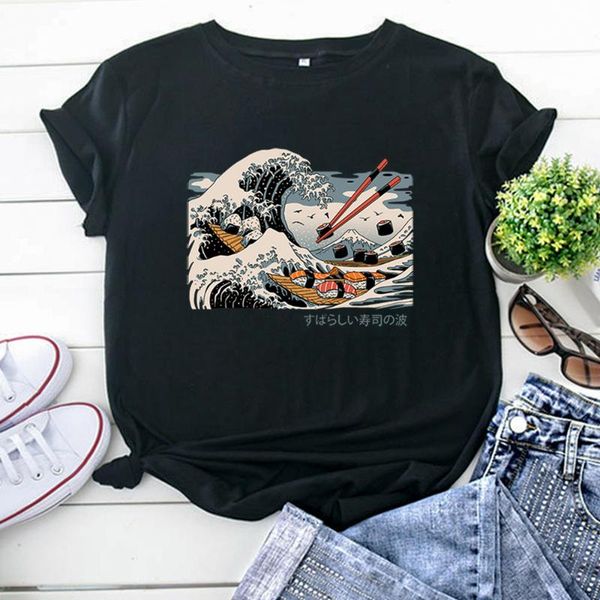 women's t-shirt the great sushi funny print summer woman tee shirts korean style solid color for womens kawaii casual women tshirt, White
women's t-shirt the great sushi funny print summer woman tee shirts korean style solid color for womens kawaii casual women tshirt, White